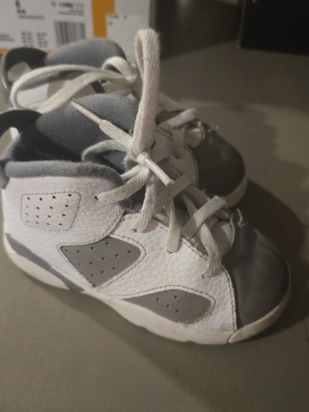 Jordan Kids White and Gray Lace-Up Sneakers 7c